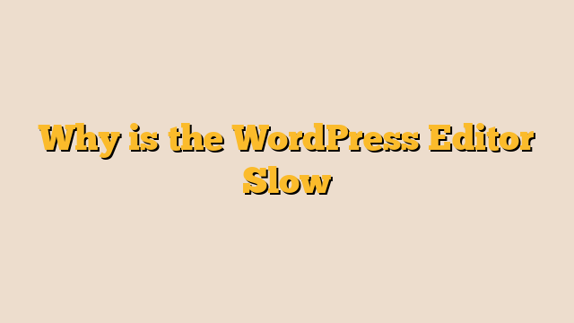 Why is the WordPress Editor Slow