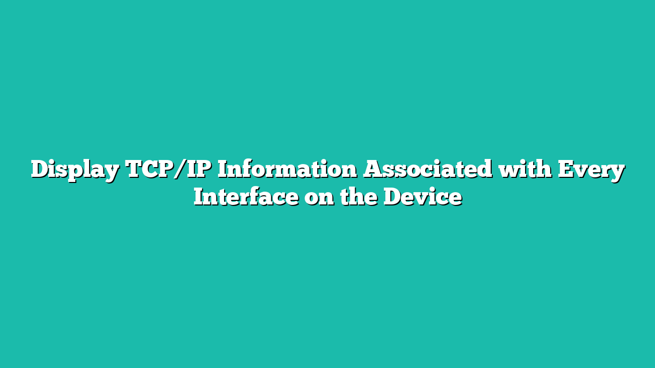 Display TCP/IP Information Associated with Every Interface on the Device