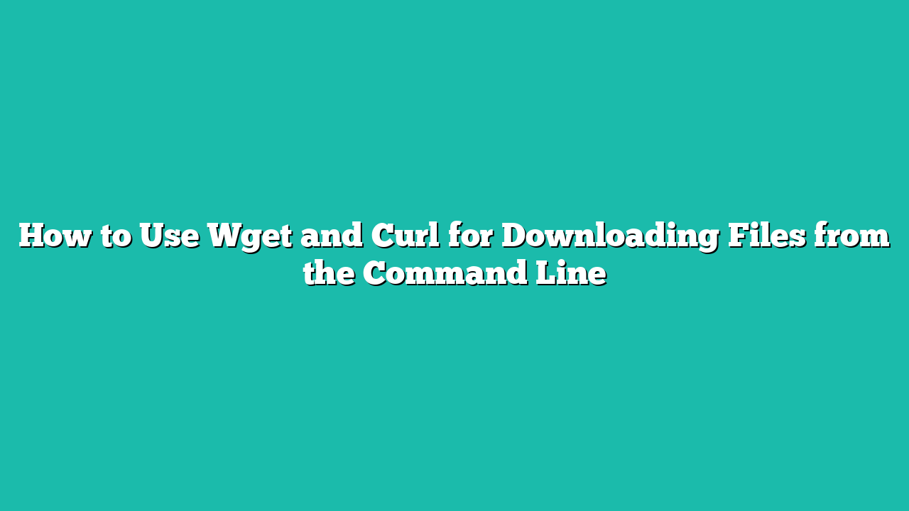How to Use Wget and Curl for Downloading Files from the Command Line