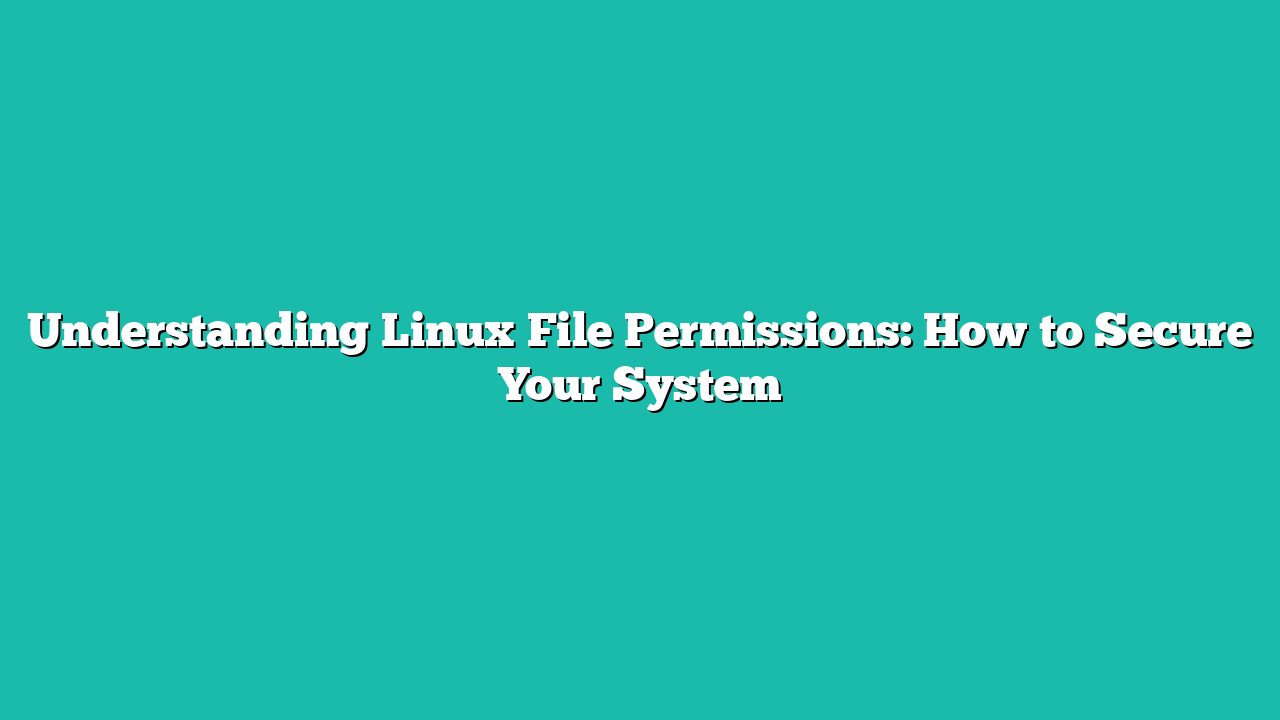 Understanding Linux File Permissions: How to Secure Your System