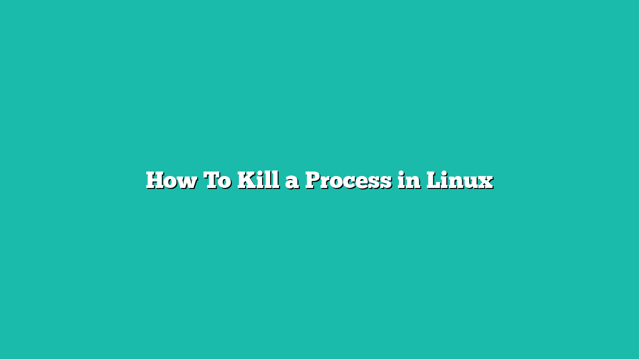 How To Kill a Process in Linux