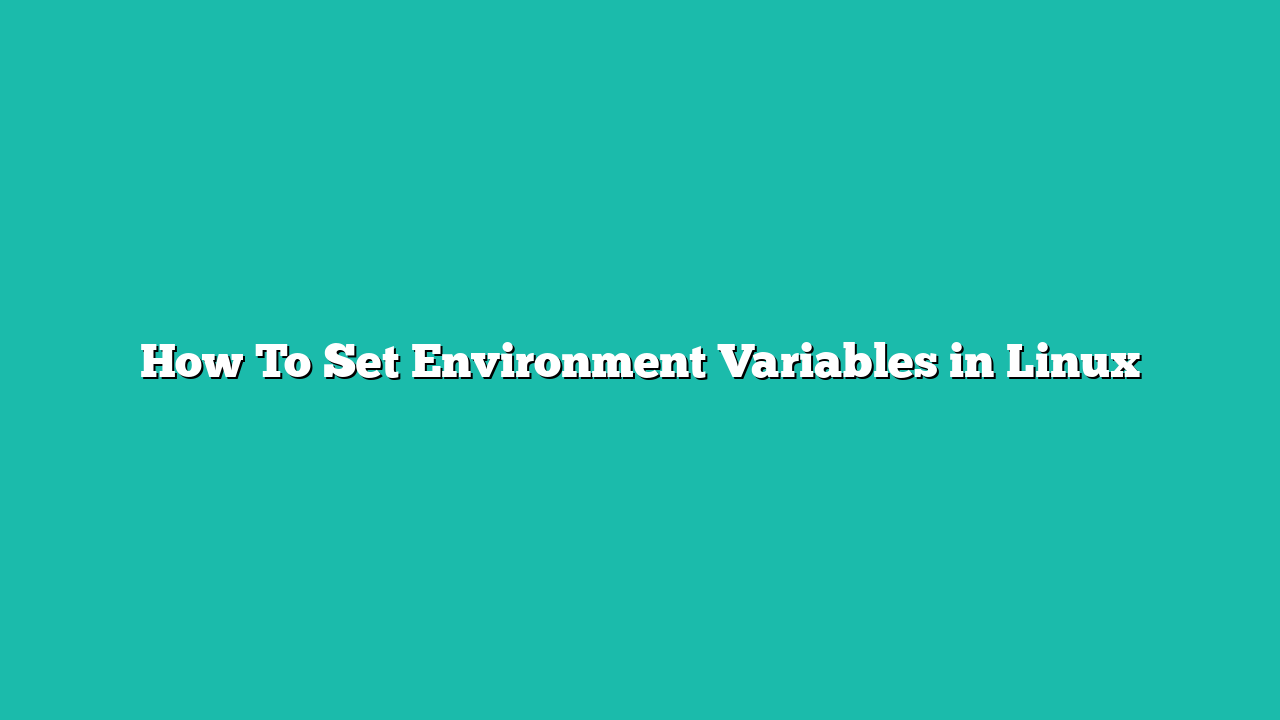 How To Set Environment Variables in Linux