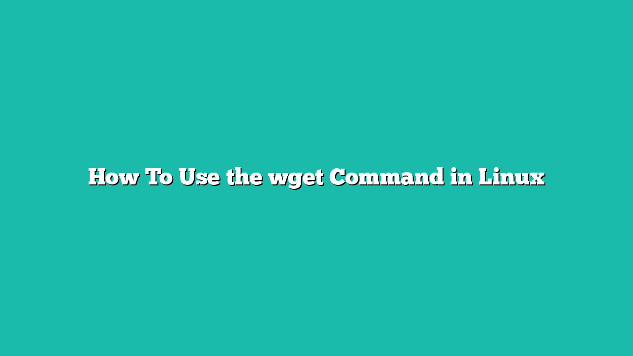 How To Use the wget Command in Linux